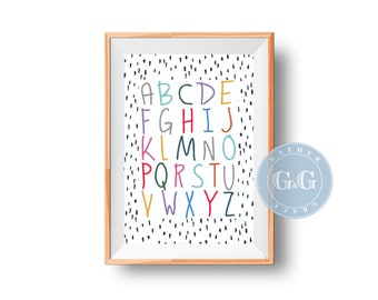 ABCs Print |  ABCs for Child's Room | Colorful Wall Art | Instant Download | Playroom Art | Alphabet Printable | Kid's Room Art