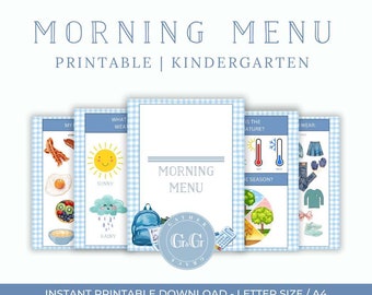 Homeschool Morning Menu - Preschool Kindergarten Morning Menu - Busy Book Pages - Morning Menu Bundle - 20 Pages