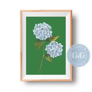 Green and Blue Hydrangea Print