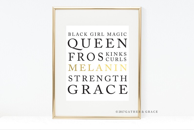 Black Girl Magic Printable Melanin Natural Hair Art Afro Etsy