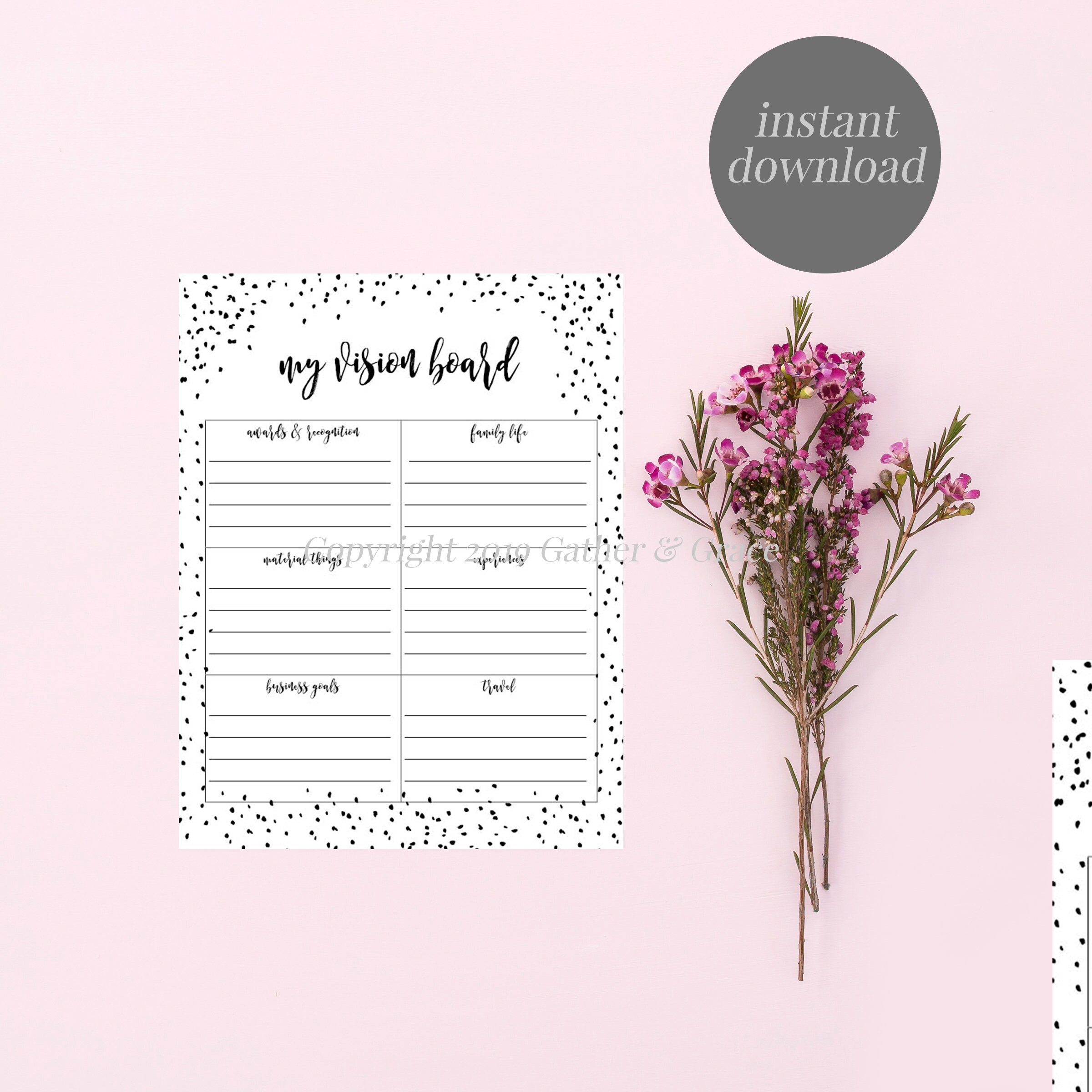 vision board template vision board list vision board etsy