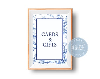 Cards and Gifts. Chinoiserie Bridal Shower Print . Bridal Shower Decor . Blue and White. Instant Download . Grandmillenial Bridal Shower