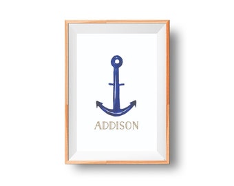 Custom Nursery Name Anchor Art Print