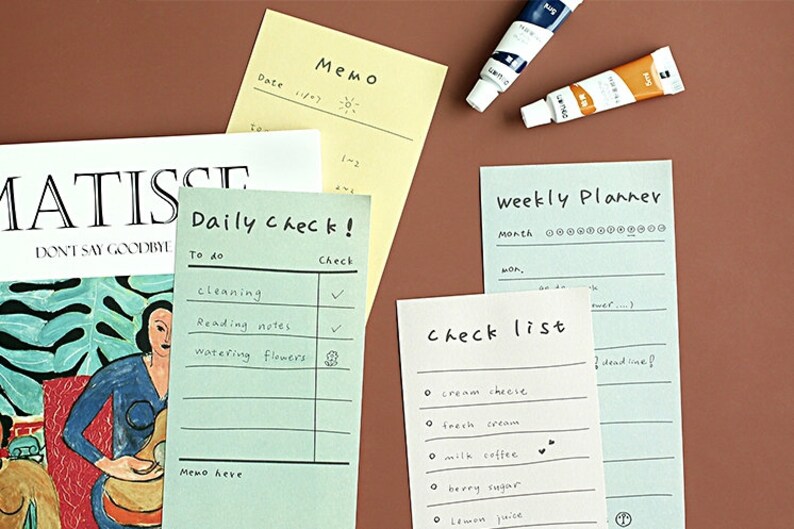 Memo Cute functional notepads~Choose from 4 designs Travelers notebook accessories Check lists Junk journal Bullet journal BUJO