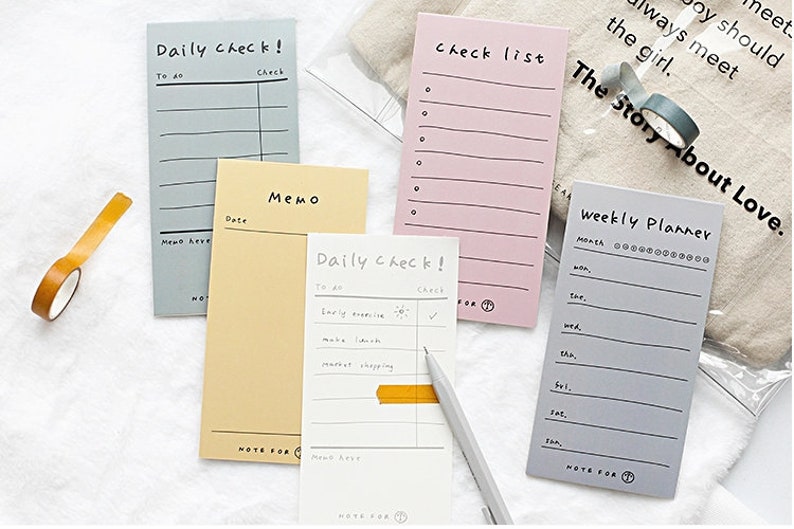 Memo Cute functional notepads~Choose from 4 designs Travelers notebook accessories Check lists Junk journal Bullet journal BUJO