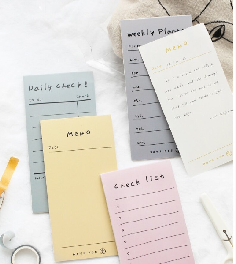 Memo Cute functional notepads~Choose from 4 designs Travelers notebook accessories Check lists Junk journal Bullet journal BUJO