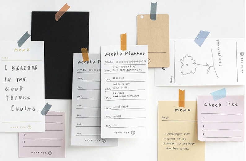 Memo Cute functional notepads~Choose from 4 designs Travelers notebook accessories Check lists Junk journal Bullet journal BUJO