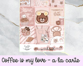 Coffe is my love I A la carte planner sticker kit for vertical planners, A5 wide and Standard vertical, functional and decorative , SV