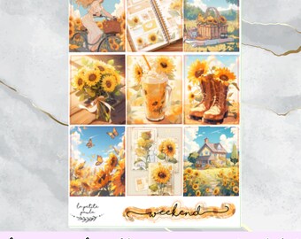 Zonnebloemparadijs I A la carte planner-stickerset voor verticale planners, A5 breed en standaard verticale, functionele en decoratieve stickers