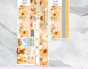 Zomer en lente maandelijks - Zonnebloemparadijs- Hobonichi weken - Planner Sticker kit voor maandelijkse weergaven voor hoboweken en fauxhobo, kit