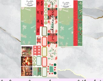 Maandelijks december - Downtown Christmas - Hobonichi weken - Planner Sticker kit voor maandelijkse weergaven voor hoboweken en fauxhobo kerstwinter