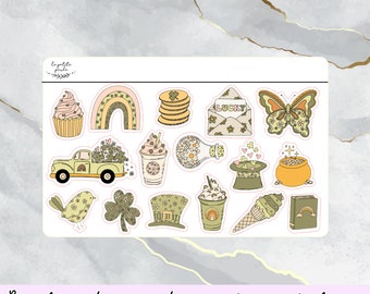 Lucky Day and St Patricks Day deco stickers  Decorative sticker sheet for journaling, crafting, scrapbooking and for planners for love day