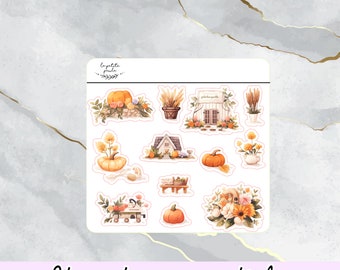 Cute and soft autumn stickers I Decorative sticker sheet for journaling, crafting, scrapbooking and for planners, theme for autumn and fall