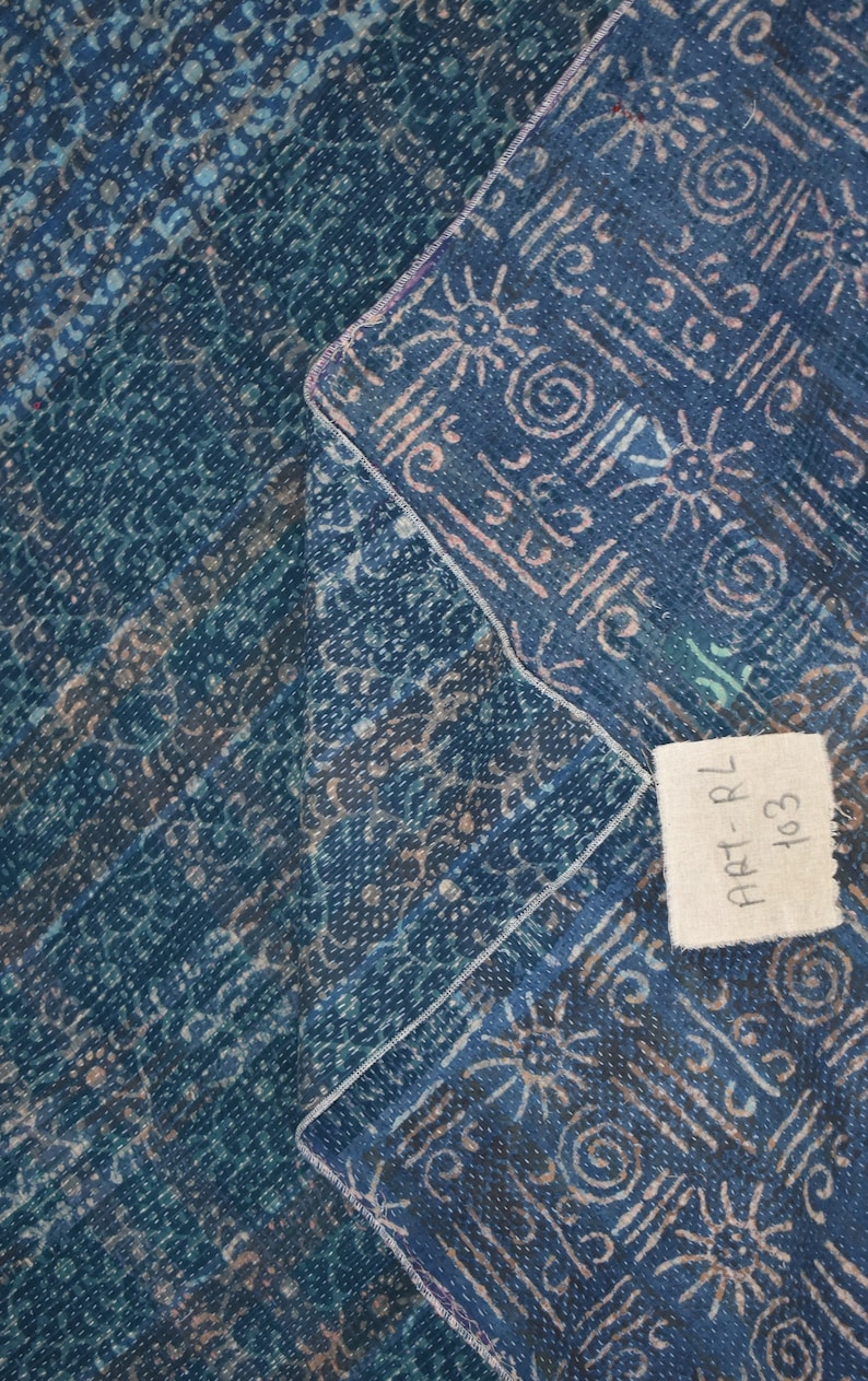 Artisan VIntage Kantha Quilt Handmade Indian Throw Blanket Cotton Coverlet ART-RL103 By artisanofrajasthan