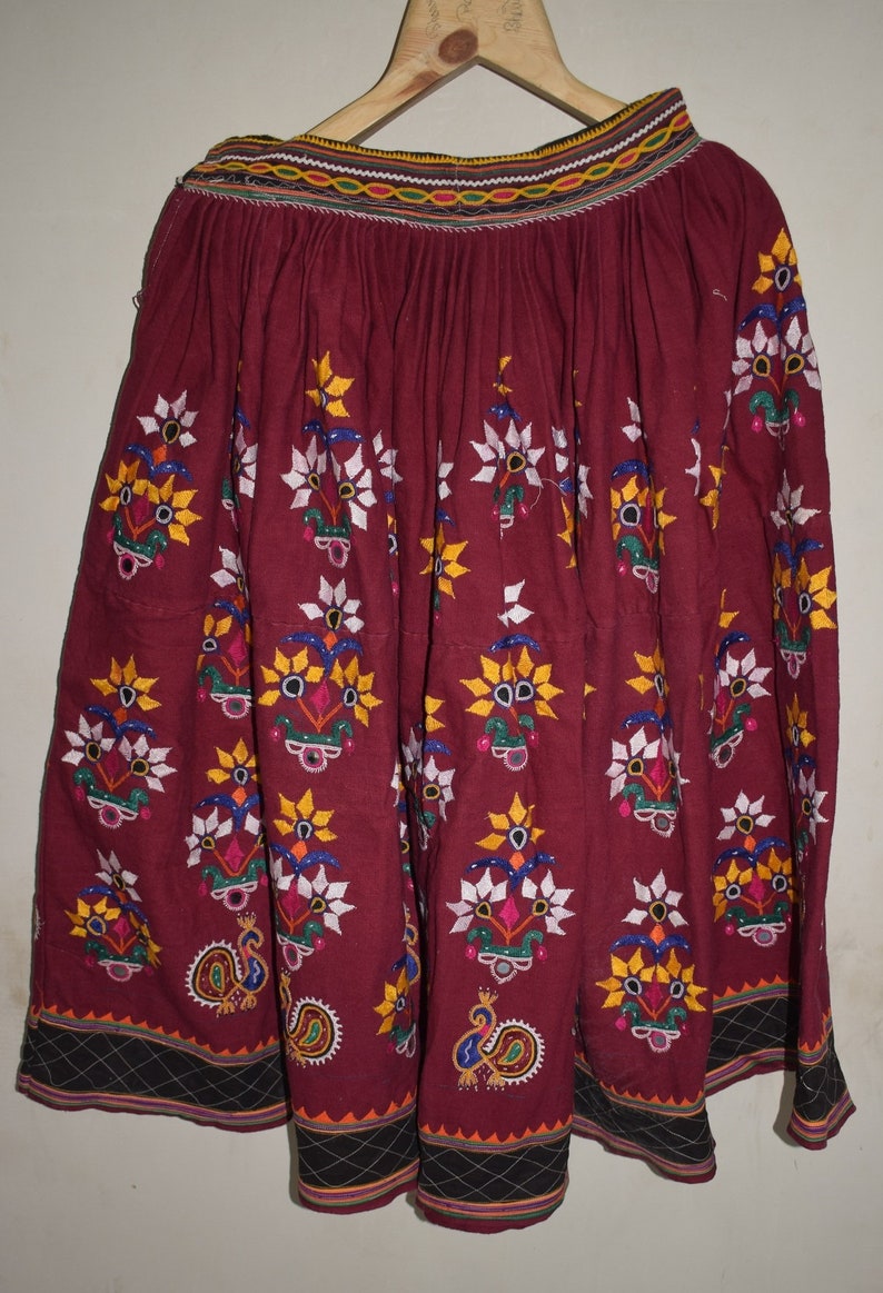 Antique Handmade Tribal Kutchi Skirts Vintage Embroidered Indian Belly Dance Skirt SKT09