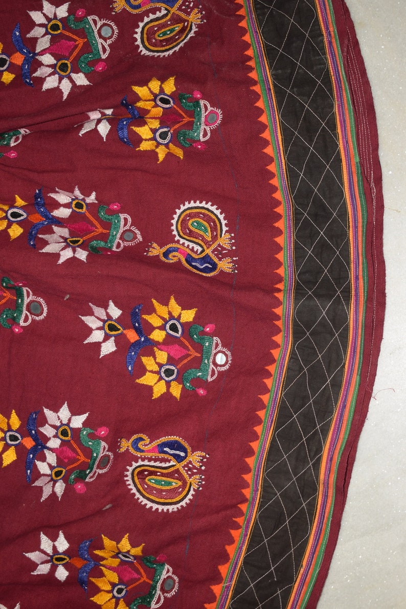 Antique Handmade Tribal Kutchi Skirts Vintage Embroidered Indian Belly Dance Skirt SKT09