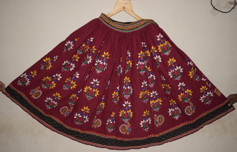 Antique Handmade Tribal Kutchi Skirts Vintage Embroidered Indian Belly Dance Skirt SKT09