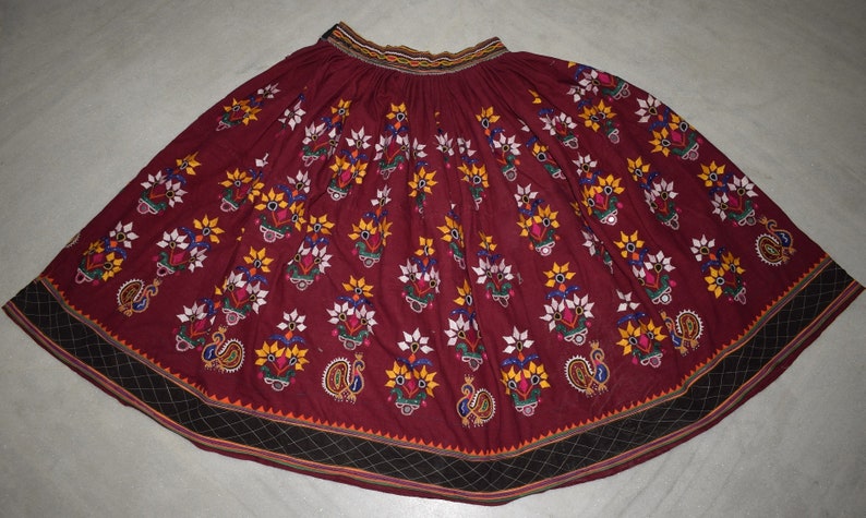 Antique Handmade Tribal Kutchi Skirts Vintage Embroidered Indian Belly Dance Skirt SKT09