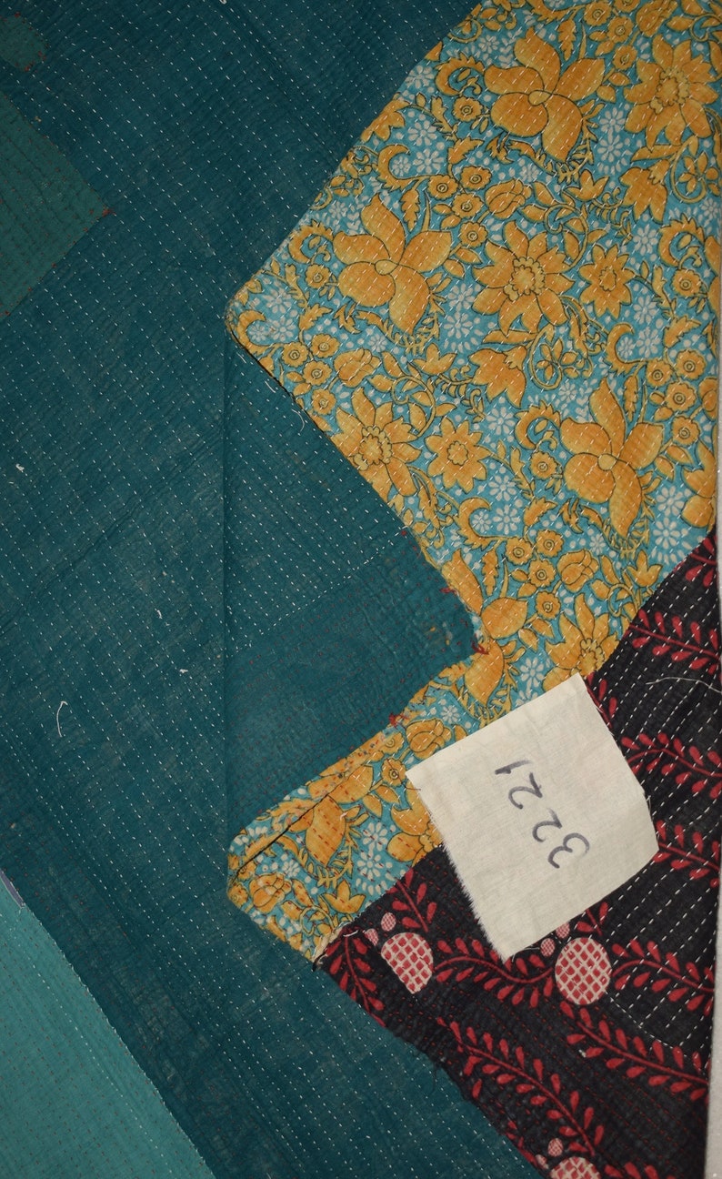 Handmade Kantha Quilt vintage Bedspreads Blanket Throw stitched Gudar 3221 BY artisanofrajasthan