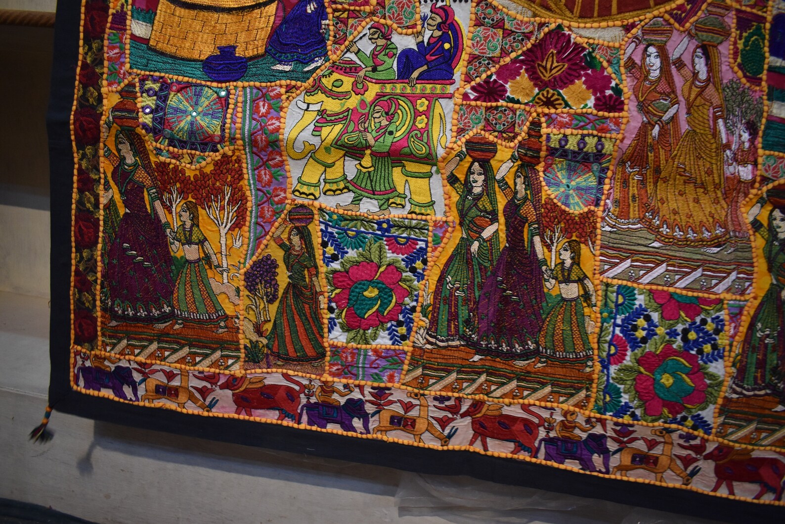 Vintage patchwork Tapestry Rajasthan embroidery wall hanging Etsy