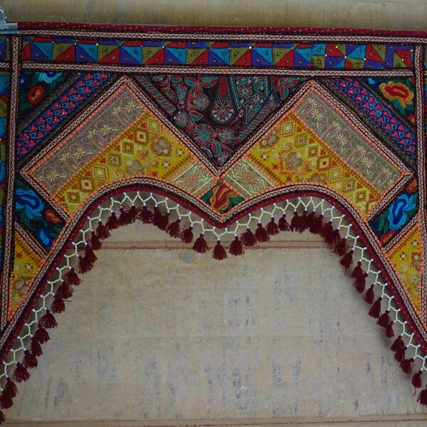 Indian door valance gate sari Zari patchwork embroider banjara tribal window topper wall tapestry ethnic 11