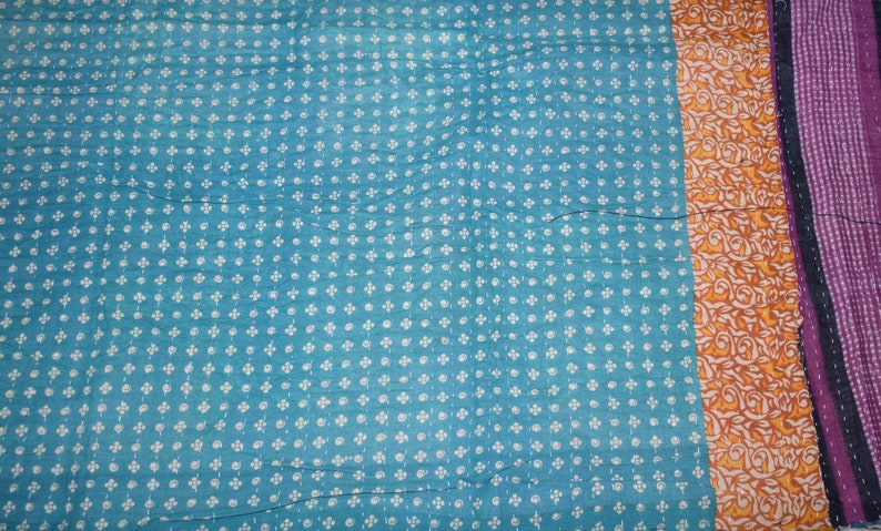 Indian Ethnic Traditional Artisan Bohemain Multi Color Reversible Vintage Kantha Quilts Twin Size Floral Throw 3179 BY artisanofrajasthan