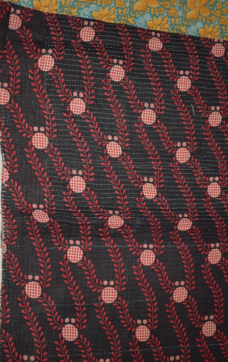 Handmade Kantha Quilt vintage Bedspreads Blanket Throw stitched Gudar 3221 BY artisanofrajasthan