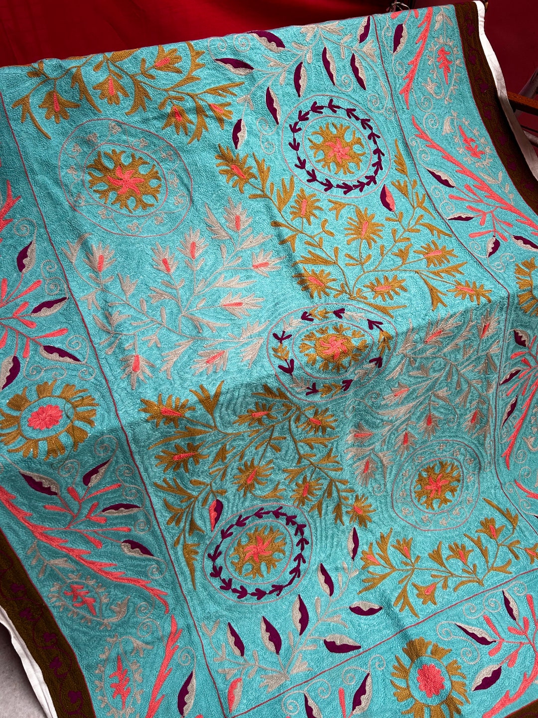 Hand Embroidered Suzani Wall Hanging Handmade Tapestry Etsy