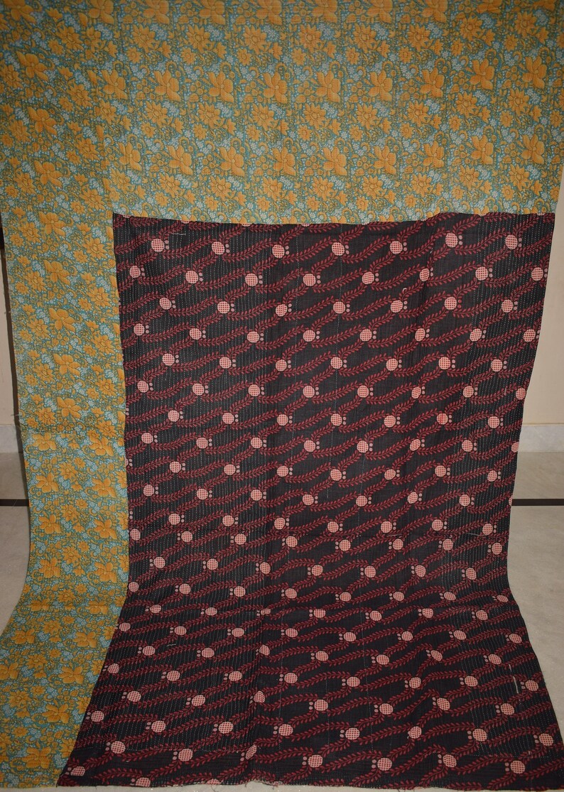 Handmade Kantha Quilt vintage Bedspreads Blanket Throw stitched Gudar 3221 BY artisanofrajasthan