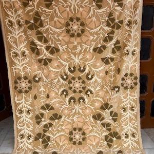 Cotton Suzani Bedspread, twin Size Bedcover, Embroidery Comforter, Suzani Wall Hanging, Floral Bed Linen, Antique Quilt, Boho Suzani Fabric