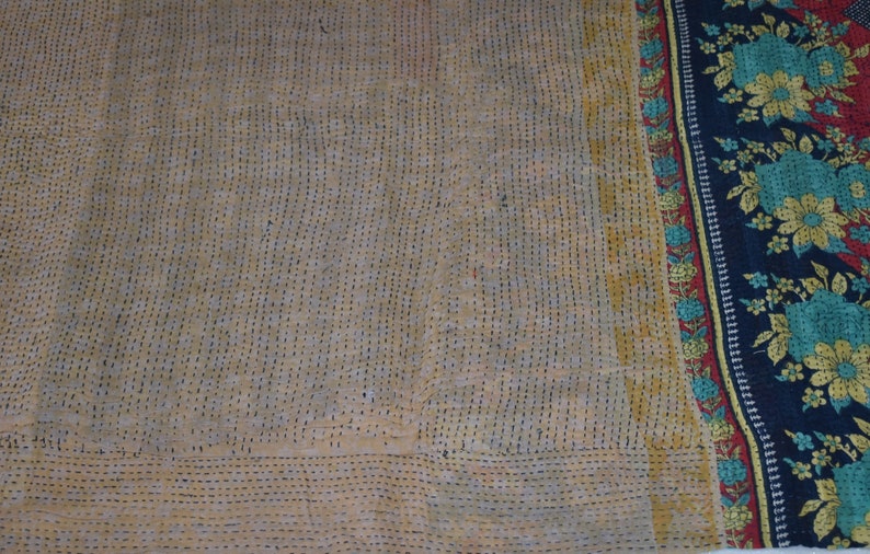 Vintage Kantha Quilt India Sari Blanket Throw Handmade Boho ART-RL102 By artisanofrajasthan