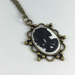 Rose Cameo Necklace in Antique Bronze Setting