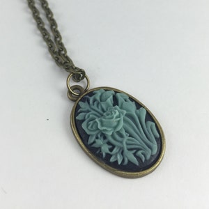 Rose Cameo Necklace in Antique Bronze Setting
