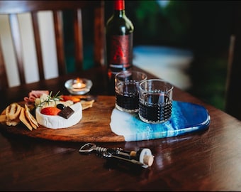 Resin Cheese Board, Charcuterie Board Personalized, Personalized Serving Tray, Beach Decor, Resin Art, Housewarming Gift First Home