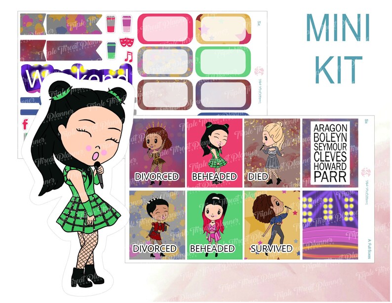 broadway musical stickers six musical inspired weekly etsy