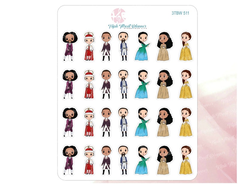 broadway musical stickers hamilton inspired cute planner etsy
