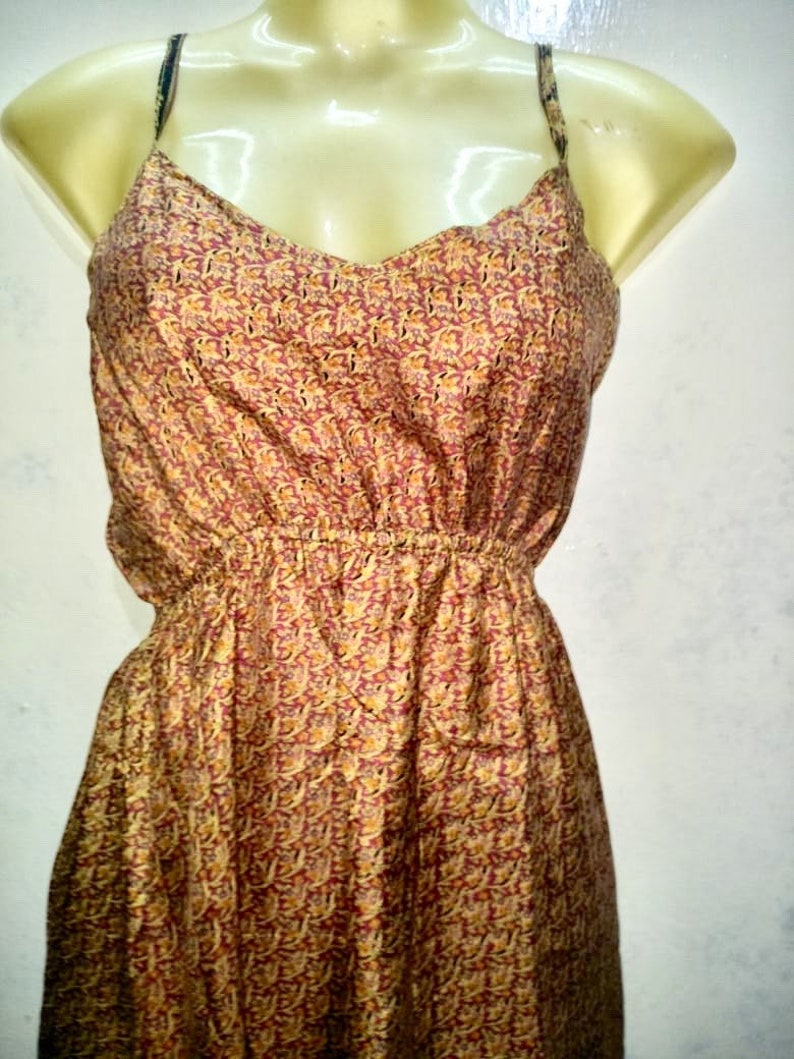 Silk Sari Baby Sun Dress with Multi-Color Indian Design SmallMedium Ethical Fashion