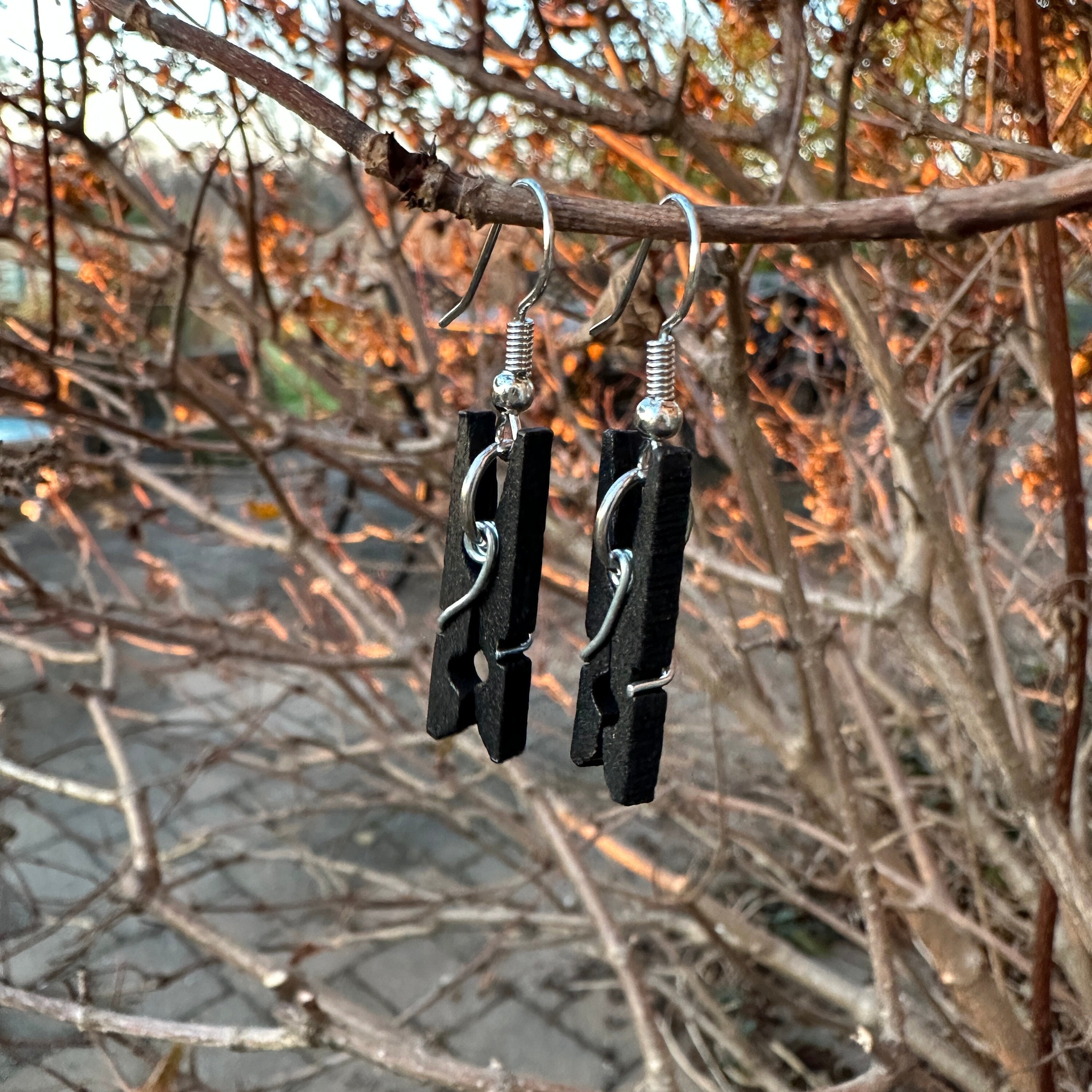 Clothespin earrings best sale
