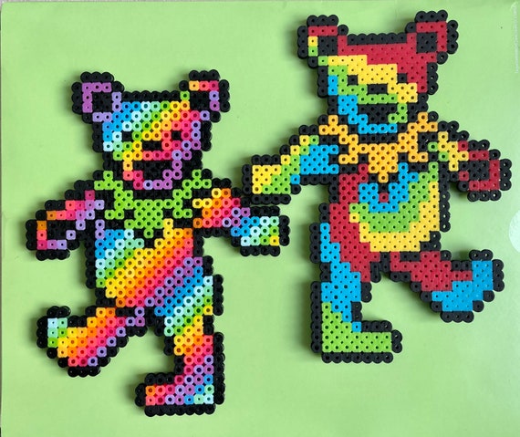 Grateful Dead Dancing Bear Perler Bead Art - Rainbow Figurine - Etsy