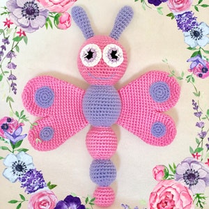Papillon Butterfly Rattle Amigurumi - Chrochet Toy - Dragonfly - Baby Toy