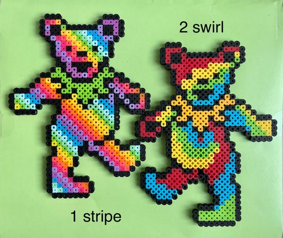 Dancing Rainbow Bear Greatful Dead Perler Bears Art (stripe