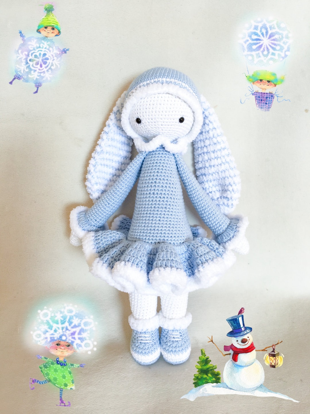 Ice Skater Rabbit Skye - Easter Bunny - Chrochet Doll - Amigurumi Toy ...