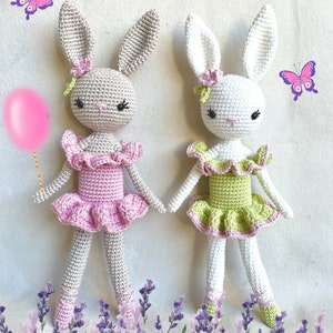 Ballerina Bunny Charlotte in 3 color versions  - Easter Bunny - Chrochet doll - Amigurumi Toy - in