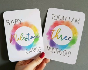 Rainbow baby Milestone cards capture moments from birth to first birthday