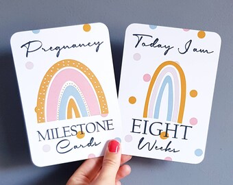 Rainbow Pregnancy Milestone Cards, Gender Neutral, Bump Photo Props