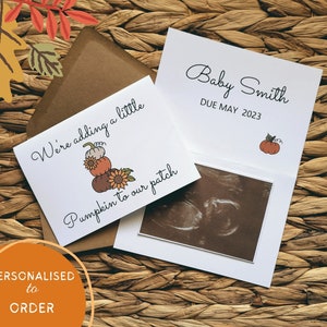 Cartão de anúncio de gravidez de Halloween personalizado sob encomenda com espaço para digitalização de foto