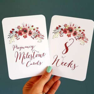 Cartes de jalon de grossesse Aquarelle florale design cadeau de grossesse baby shower photo prop pour les photos de bosses