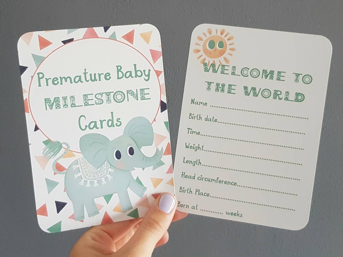 Premature Baby Milestone Cards Preemie NICU Neonatal Baby Shower Photo ...