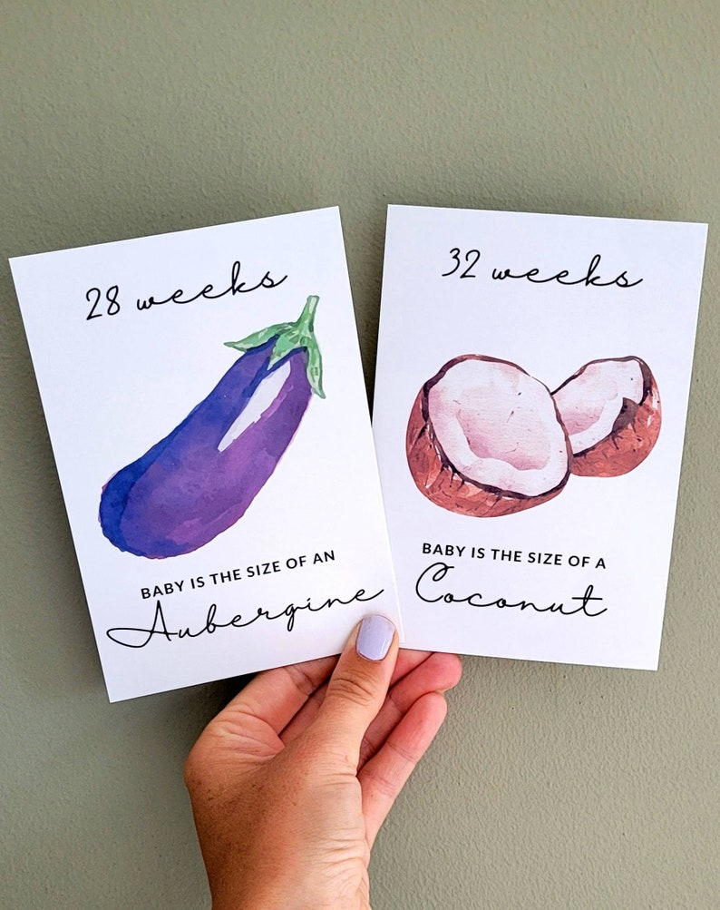 Pregnancy Milestone bump comparison cards photo prop pregnancy gift watercolour, elegant print image 3