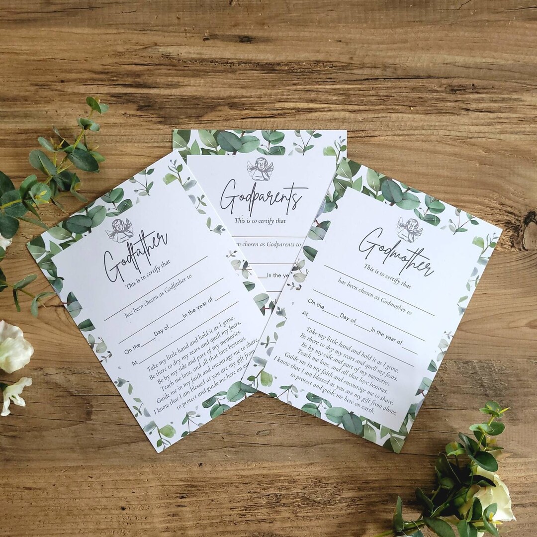 Christening Certificate for Godparents, Godmother and Godfather